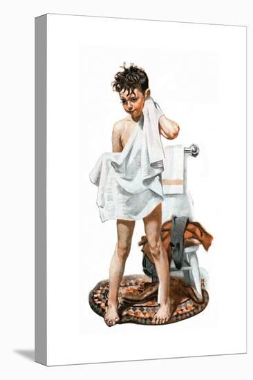 C-L-E-A-N (or Boy Drying Off after Bath)-Norman Rockwell-Premier Image Canvas