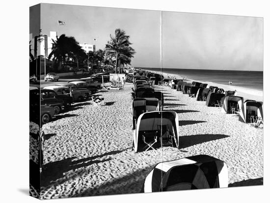 Cabanas on a Fort Lauderdale Beach, 1954-null-Premier Image Canvas