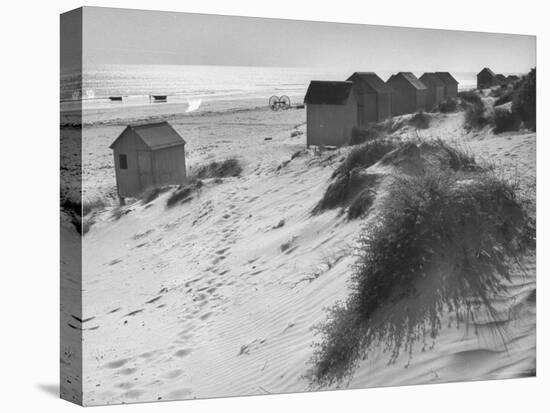 Cabanas Sitting on Sand Dunes with Clumps of Sea Grass Next to Rowboats-Eliot Elisofon-Premier Image Canvas