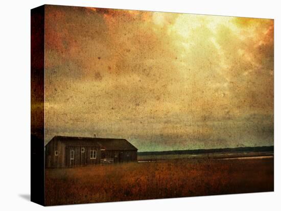 Cabin alongside River in Copper Field-Jan Lakey-Premier Image Canvas