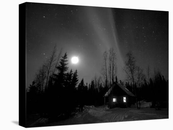 Cabin under Northern Lights and Full Moon, Northwest Territories, Canada March 2007-Eric Baccega-Premier Image Canvas