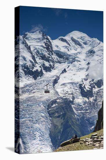 Cable Car in Front of Mt. Blanc from Mt. Brevent, Chamonix, Haute Savoie, Rhone Alpes, France-Jon Arnold-Premier Image Canvas