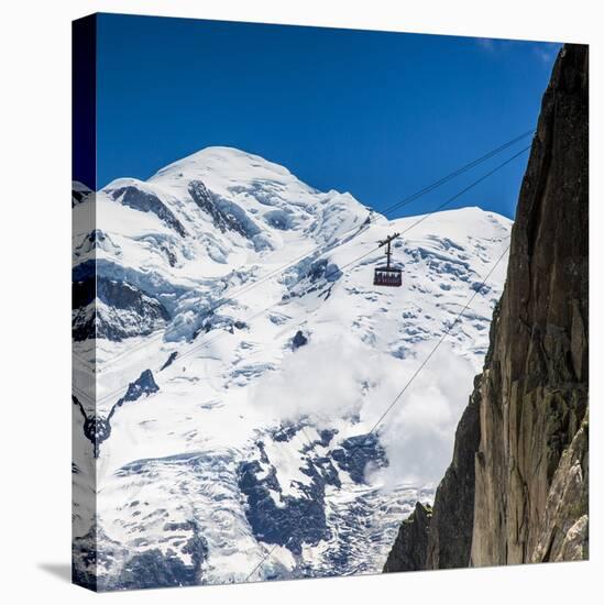 Cable Car in Front of Mt. Blanc from Mt. Brevent, Chamonix, Haute Savoie, Rhone Alpes, France-Jon Arnold-Premier Image Canvas