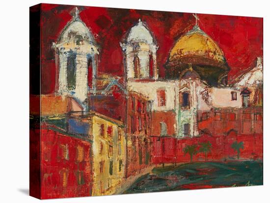 Cadiz Cathedral and Buildings, Red Sky ( Oil on Canvas)-Ann Oram-Premier Image Canvas