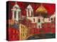 Cadiz Cathedral and Buildings, Red Sky ( Oil on Canvas)-Ann Oram-Premier Image Canvas