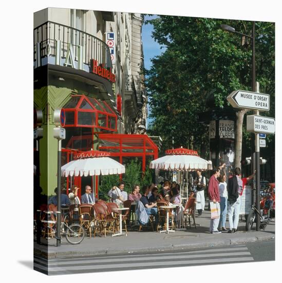 Cafe Boulevard St-Germain Paris-null-Stretched Canvas