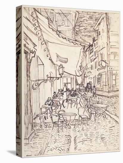 Cafe Terrace at Night, September 1888 (Reed Pen and Ink with Graphite on Laid Paper)-Vincent van Gogh-Premier Image Canvas