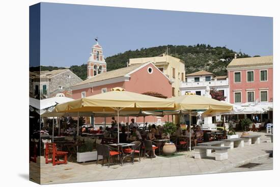 Cafes and restaurants in main square of Gaios town, Paxos, Ionian Islands, Greek Islands, Greece, E-Stuart Black-Premier Image Canvas