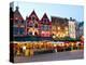 Cafes in Marketplace in Downtown Bruges, Belgium-Bill Bachmann-Premier Image Canvas