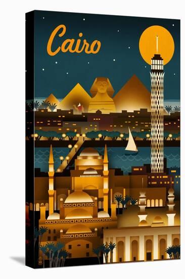 Cairo, Egypt - Retro Skyline-Lantern Press-Stretched Canvas