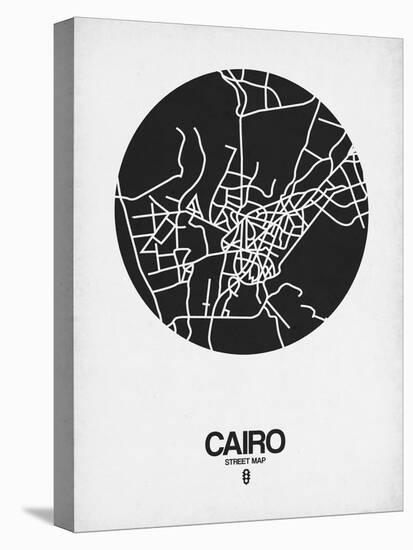 Cairo Street Map Black on White-NaxArt-Stretched Canvas