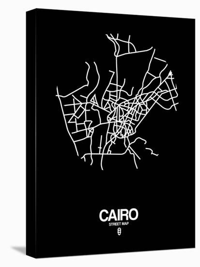 Cairo Street Map Black-NaxArt-Stretched Canvas