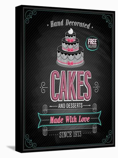 Cakes Poster - Chalkboard-avean-Stretched Canvas