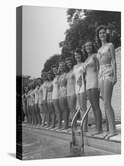 California and Florida Bathing Beauties Participating in a Contest-Peter Stackpole-Premier Image Canvas