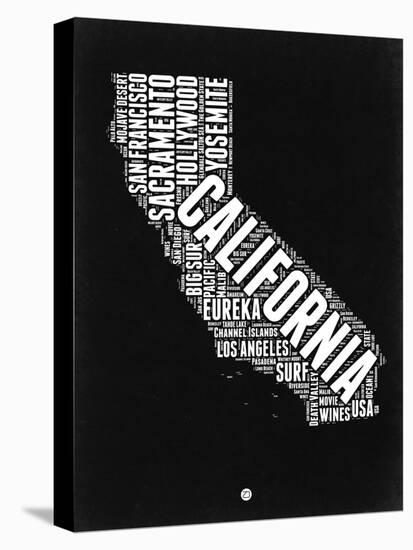 California Black and White Map-NaxArt-Stretched Canvas