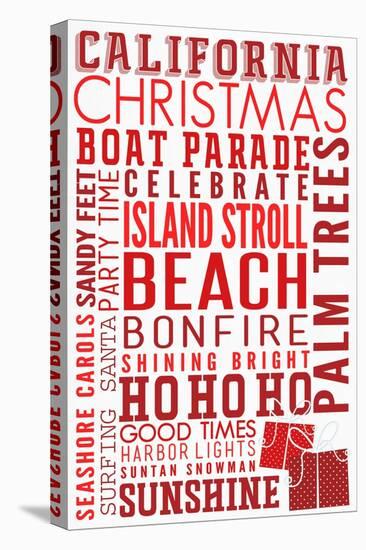 California - Christmas - Typography-Lantern Press-Stretched Canvas