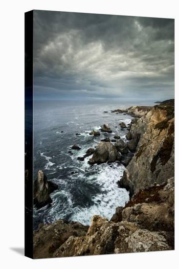 California. Clouds Approaching Cliffs and Surging Waves at Bodega Head, Sonoma Coast State Beach-Judith Zimmerman-Premier Image Canvas