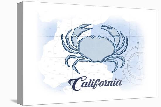 California - Crab - Blue - Coastal Icon-Lantern Press-Stretched Canvas