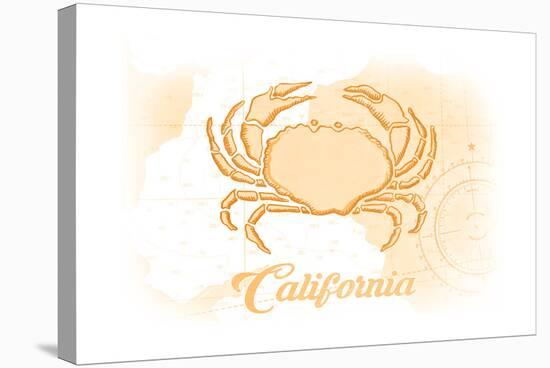 California - Crab - Yellow - Coastal Icon-Lantern Press-Stretched Canvas