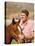 California Governor Candidate Ronald Reagan Petting Horse at Home on Ranch-Bill Ray-Premier Image Canvas