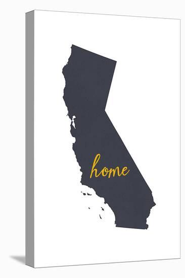 California - Home State - Gray on White-Lantern Press-Stretched Canvas