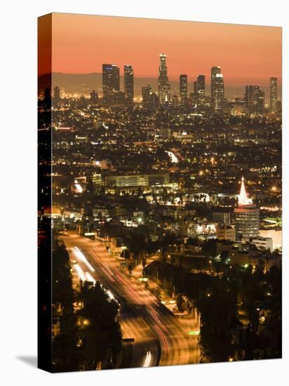 California, Los Angeles, Downtown and Hollywood Freeway 101 from Hollywood Bowl Overlook, USA-Walter Bibikow-Premier Image Canvas