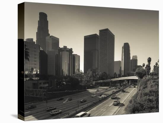 California, Los Angeles, Downtown and Rt, 110 Harbor Freeway, USA-Walter Bibikow-Premier Image Canvas