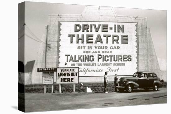 California's First Drive-In Movie Theater-null-Stretched Canvas