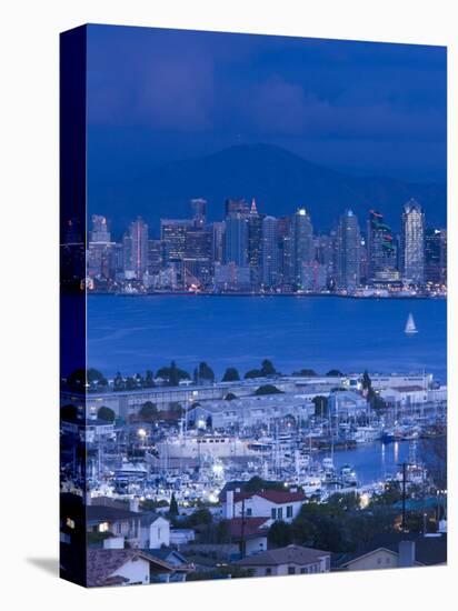 California, San Diego, City and Shelter Island Yacht Basin from Point Loma, Dusk, USA-Walter Bibikow-Premier Image Canvas