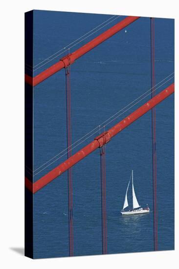 California, San Francisco, Golden Gate Bridge and Yacht-David Wall-Premier Image Canvas