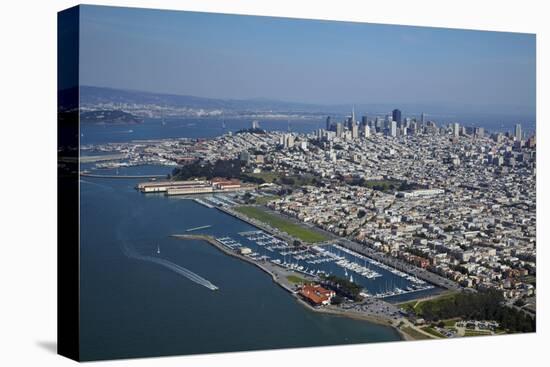 California, San Francisco, Yacht Clubs and Downtown, Aerial-David Wall-Premier Image Canvas