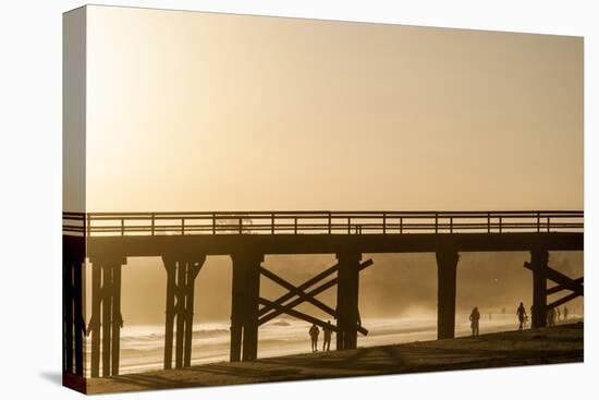 California, Santa Barbara Co, Goleta Beach Co Park, Pier at Sunset-Alison Jones-Premier Image Canvas