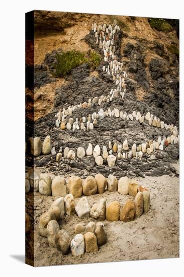 California, Santa Barbara, Montecito, Butterfly Beach, Stone Sculpture-Alison Jones-Premier Image Canvas