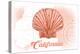 California - Scallop Shell - Coral - Coastal Icon-Lantern Press-Stretched Canvas