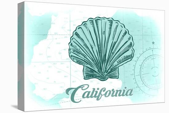 California - Scallop Shell - Teal - Coastal Icon-Lantern Press-Stretched Canvas
