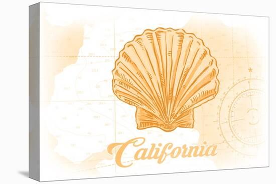 California - Scallop Shell - Yellow - Coastal Icon-Lantern Press-Stretched Canvas