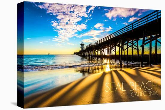 California - Seal Beach Pier at Sunset-Lantern Press-Stretched Canvas