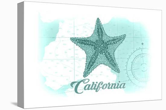 California - Starfish - Teal - Coastal Icon-Lantern Press-Stretched Canvas