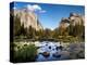 California, the Merced River, El Capitan, and Cathedral Rocks in Yosemite Valley-Ann Collins-Premier Image Canvas