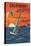 California - Wind Surfing-Lantern Press-Stretched Canvas