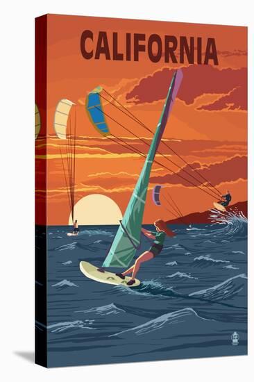 California - Wind Surfing-Lantern Press-Stretched Canvas