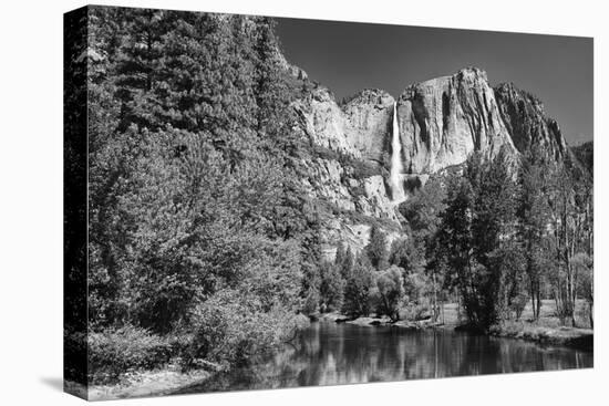 California, Yosemite NP. Yosemite Falls Reflects in the Merced River-Dennis Flaherty-Premier Image Canvas