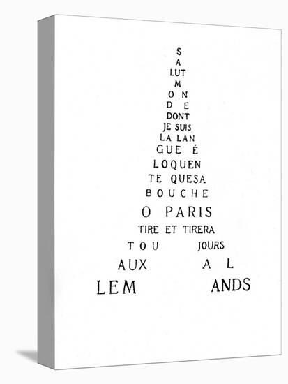 Calligram by French Poet Guillaume Apollinaire, 1918 : Eiffel Tower-null-Stretched Canvas