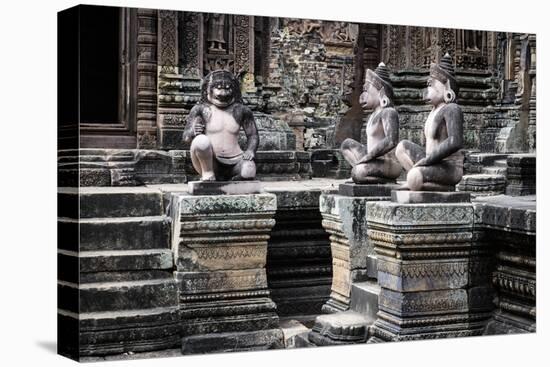 Cambodia, Angkor Wat. Banteay Srei Temple, Three Monkey Statues-Matt Freedman-Premier Image Canvas