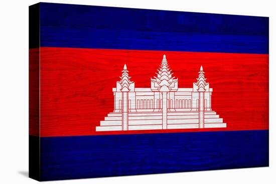 Cambodia Flag Design with Wood Patterning - Flags of the World Series-Philippe Hugonnard-Stretched Canvas