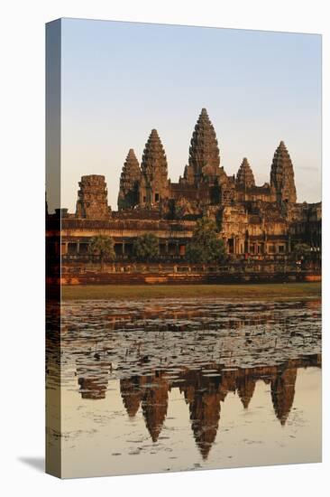 Cambodia, Siem Reap, Angkor, Aerial View of Village at Sunset-Walter Bibikow-Premier Image Canvas