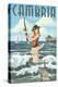 Cambria, California - Pinup Girl Fishing-Lantern Press-Stretched Canvas