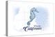 Cambria, California - Seahorse - Blue - Coastal Icon-Lantern Press-Stretched Canvas