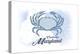 Cambridge, Maryland - Crab - Blue - Coastal Icon-Lantern Press-Stretched Canvas
