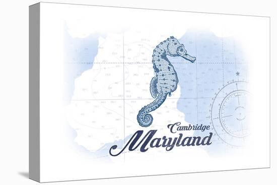 Cambridge, Maryland - Seahorse - Blue - Coastal Icon-Lantern Press-Stretched Canvas